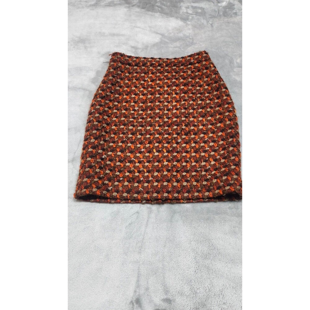 Kate Spade Size 2 Wool Blend Tweed Lined Brown Orange Classic City Preppy Skirt